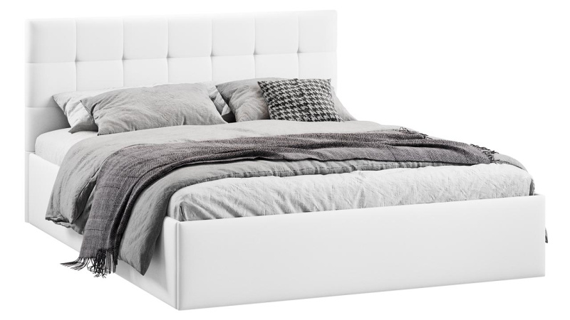 Кровать без ПМ «Джоли» Тип 1 (без подъемного механизма) Экокожа Polo white