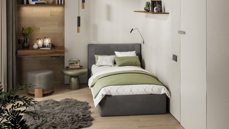 Кровать «Тейлор» Микровелюр Linea Grande 66/Connect 66 (серо-коричневый)