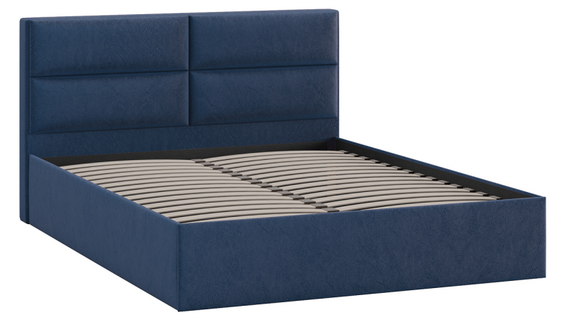 Кровать без ПМ «Глосс» Тип 1 (без подъемного механизма) Микровелюр Wellmart Blue