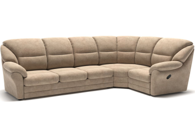 Сан-Ремо угловой диван-кровать с реклайнером велюр бежевый