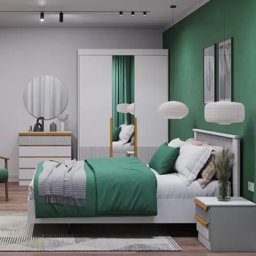 Спальня Джуна 4 Серый/Дуб Ривьера