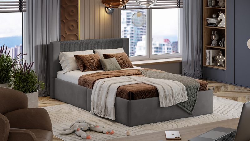 Кровать «Тейлор» Микровелюр Linea Grande 66/Connect 66 (серо-коричневый)