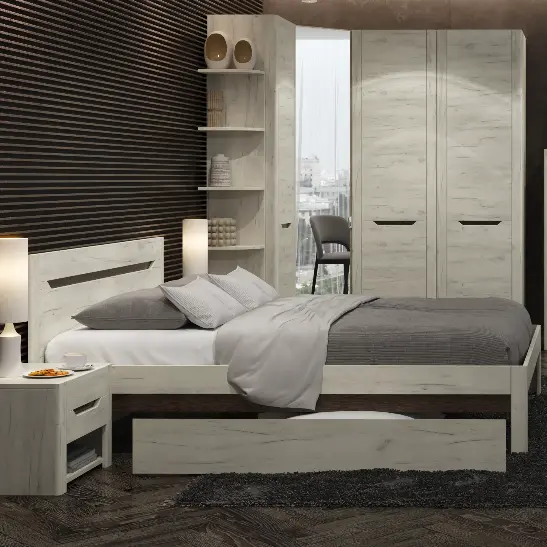 Кровать Афина А3 Белый крафт (160х200 см) с основанием