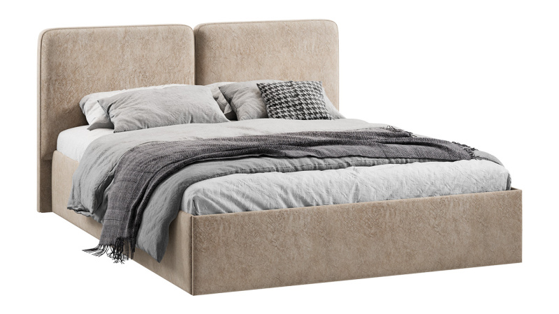 Кровать с ПМ «Токио» (с подъемным механизмом) Микровелюр Wellmart Dark Beige
