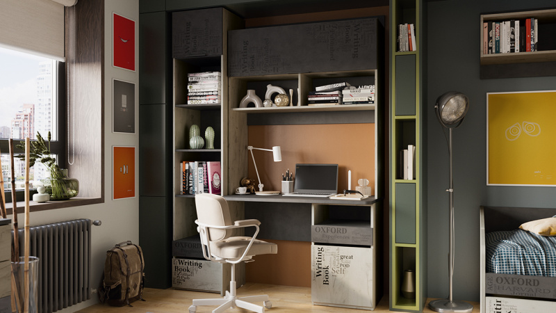 Набор детской мебели «Оксфорд-2» №2 Матера, Дуб крафт белый с рисунком
