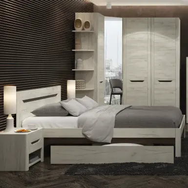 Спальня Афина Белый крафт Дуб крафт белый/венге
