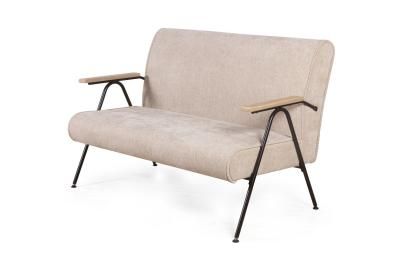 Энди диван двухместный с деревянными подлокотниками, шенилл Shantal beige