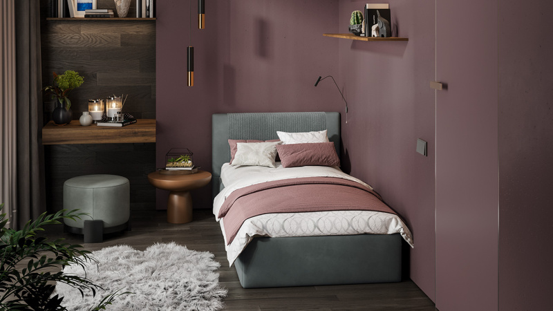 Кровать «Тейлор» Микровелюр Linea Grande 83/Connect 83 (серый)
