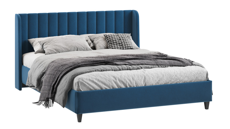 Кровать с ПМ «Шанель» (с подъемным механизмом) Микровелюр Wellmart Blue