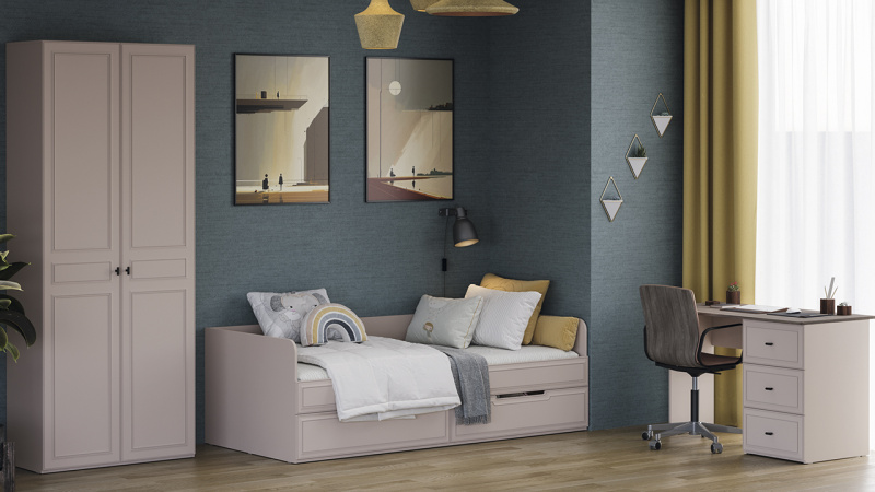 Набор мебели для детской стандартный «Пандора» Кашемир, Орех элеганс, Кашемир сатин