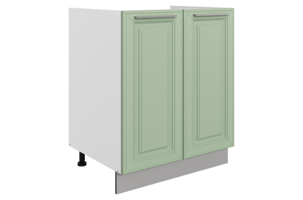 Мишель Шкаф рабочий под мойку L600 (2 дв. гл.) (эмаль) белый/эвкалипт