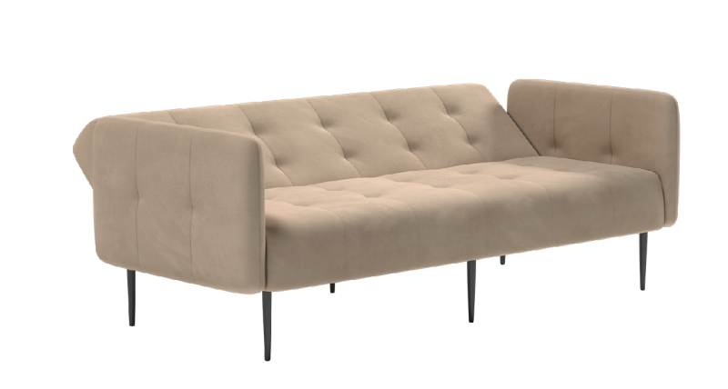 Монако диван-кровать прямой с подлокотниками, трехместный, бархат бежевый 5