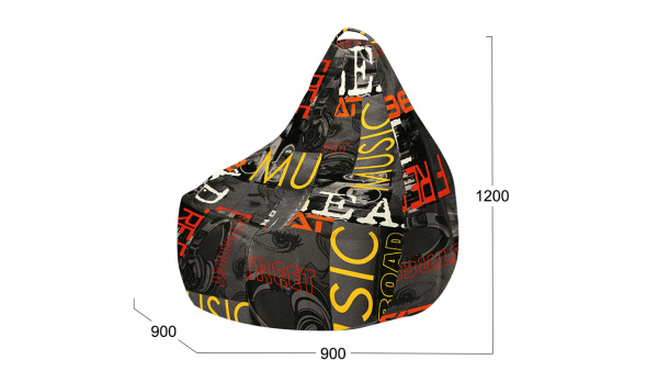 Кресло-мешок «Купер» XL Серый граффити, Люкс