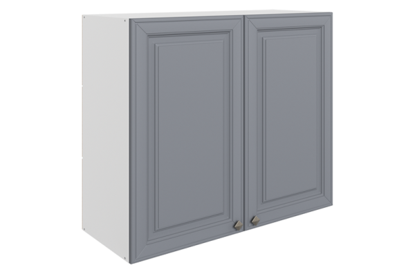 Мишель Шкаф навесной L800 Н720 (2 дв. гл.) (эмаль) белый/серый