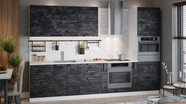 Модульная кухня «Детройт» Белый, Угольный Камень