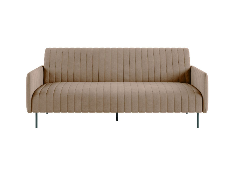 Баккара диван-кровать трехместный прямой с подлокотниками, бархат бежевый 05