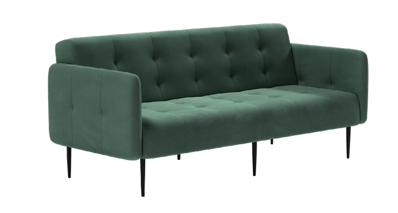 Монако диван-кровать прямой с подлокотниками, трехместный, бархат зеленый 19