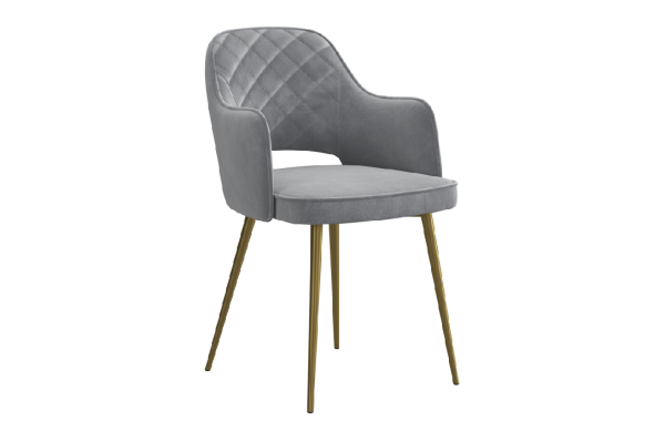 Стул Оксфорд Т1 серый (велюр)/золото