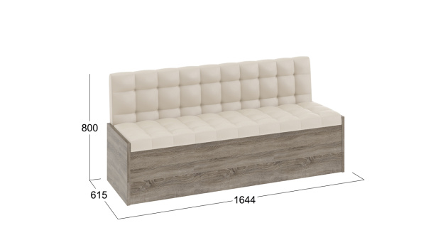 Скамья прямая «Форест» Дуб Сонома трюфель, Кожзам Бежевый