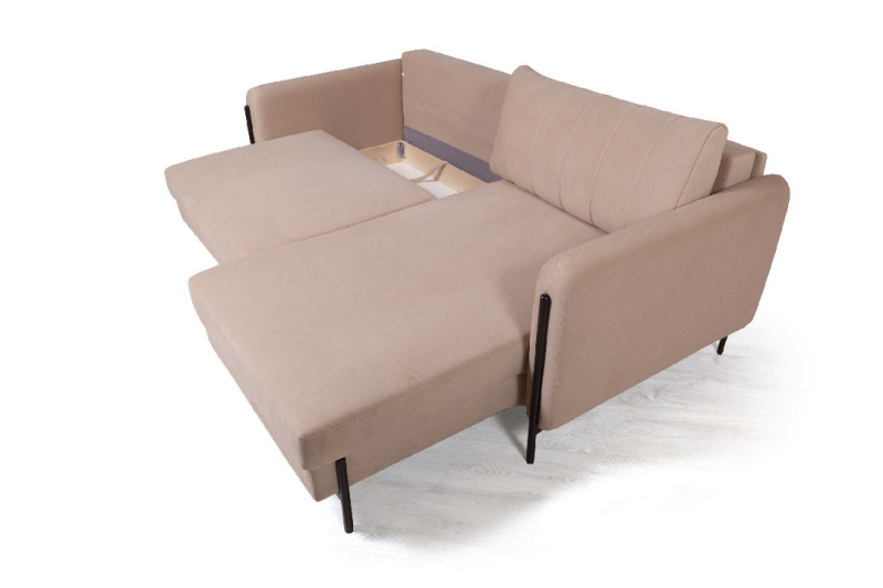 Барселона диван-кровать с шезлонгом, велюр бежевый