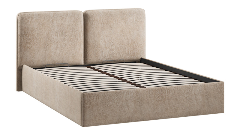 Кровать с ПМ «Токио» (с подъемным механизмом) Микровелюр Wellmart Dark Beige