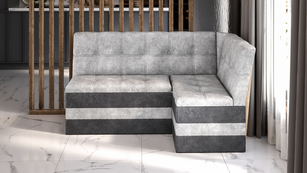 Скамья угловая «Оскар» исп. 2 Микровелюр Wellmart Silver, Graphite