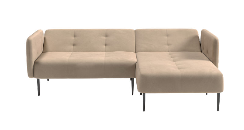 Монако диван-кровать с шезлонгом, с подлокотниками, бархат бежевый 5