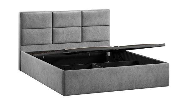Кровать с ПМ «Стелла» Тип 1 (с подъемным механизмом) Микровелюр Wellmart Silver