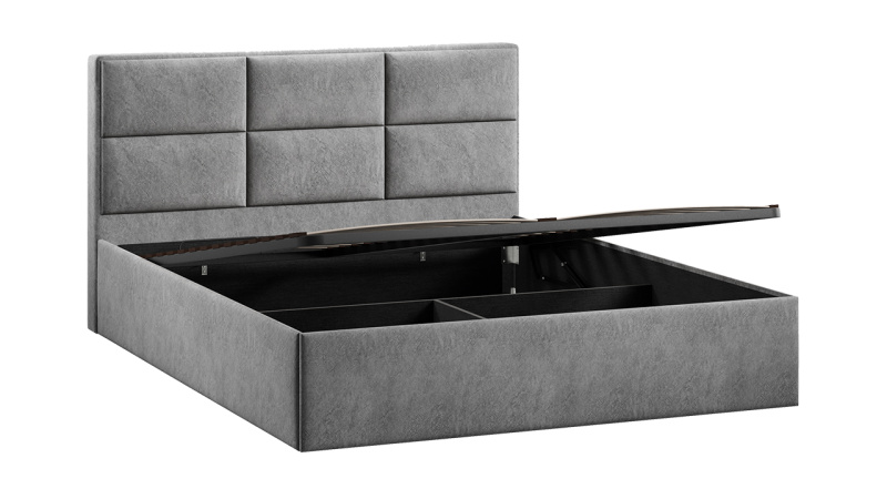 Кровать с ПМ «Стелла» Тип 1 (с подъемным механизмом) Микровелюр Wellmart Silver