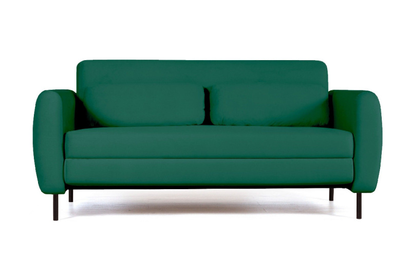 Сиена диван-кровать прямой с подлокотниками, бархат зеленый 19