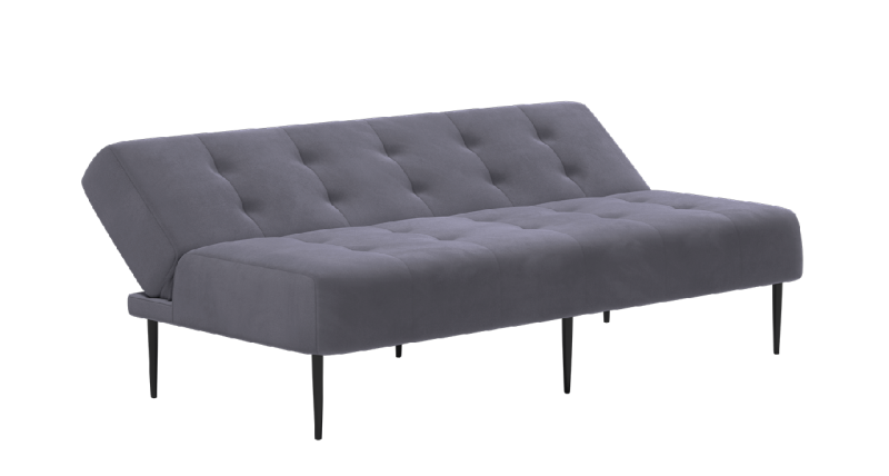 Монако диван-кровать прямой трехместный, без подлокотников, бархат серый 27