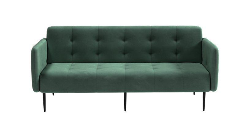 Монако диван-кровать прямой с подлокотниками, трехместный, бархат зеленый 19