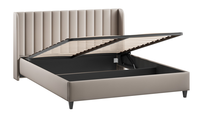 Кровать с ПМ «Шанель» (с подъемным механизмом) Велюр Confetti Smoke