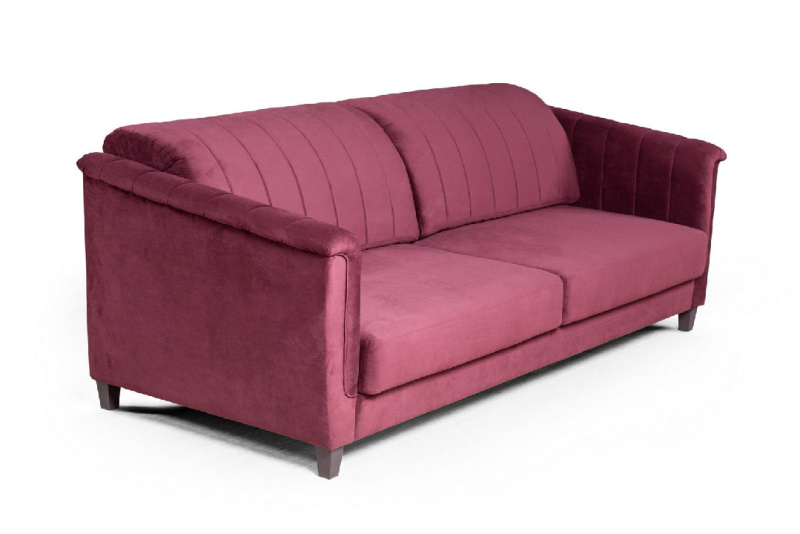 Амстердам диван-кровать трехместный прямой, велюр красный