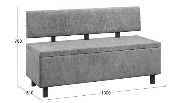 Скамья прямая «Брайтон» (1300 мм) Венге Цаво, Wellmart Silver