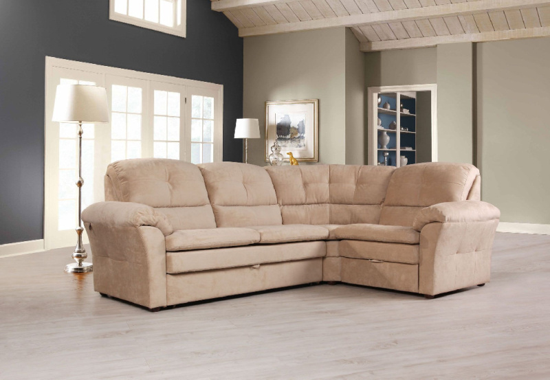 Диаманте диван-кровать угловой велюр бежевый