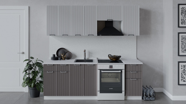 Кухонный гарнитур «Кимберли» длиной 220 см Белый, Сноу, Муссон