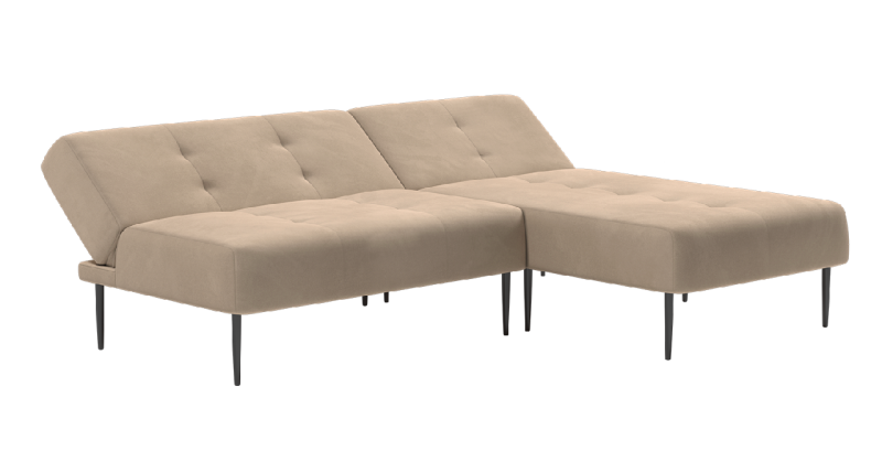 Монако диван-кровать с шезлонгом, без подлокотников, бархат бежевый 5