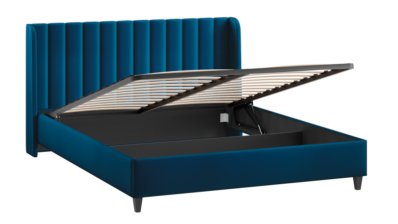 Кровать с ПМ «Шанель» (с подъемным механизмом) Велюр Confetti Blue