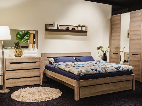 Кровать Афина А3 Ясень Таормина/Венге (160х200 см) с основанием