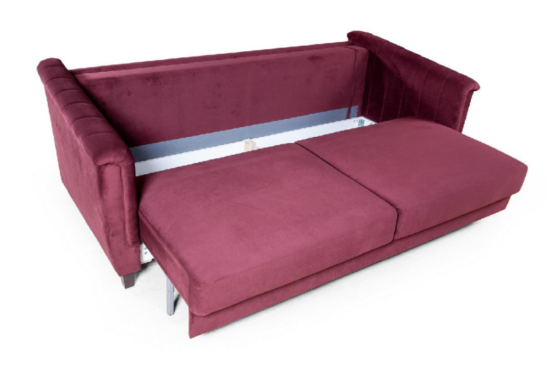 Амстердам диван-кровать трехместный прямой, велюр красный