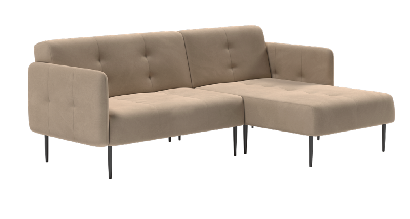 Монако диван-кровать с шезлонгом, с подлокотниками, бархат бежевый 5