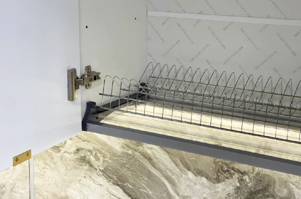 Мишель Шкаф навесной L800 Н720 (2 дв. гл.) (эмаль) белый/серый