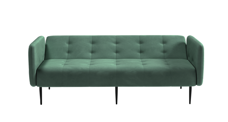 Монако диван-кровать прямой с подлокотниками, трехместный, бархат зеленый 19