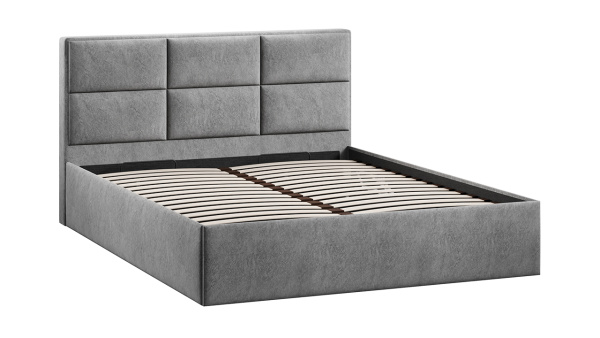 Кровать с ПМ «Стелла» Тип 1 (с подъемным механизмом) Микровелюр Wellmart Silver