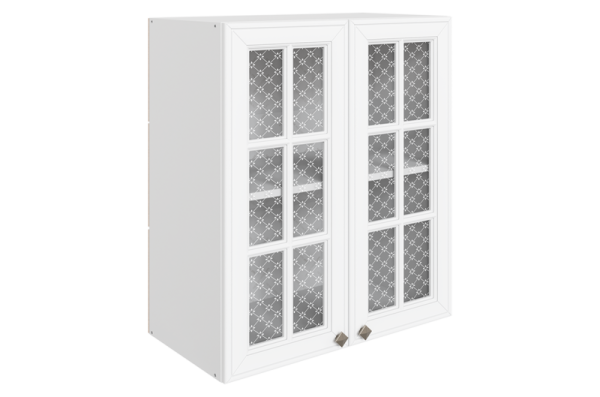 Мишель Шкаф навесной L600 Н720 (2 дв. реш.) (эмаль) белый/белый