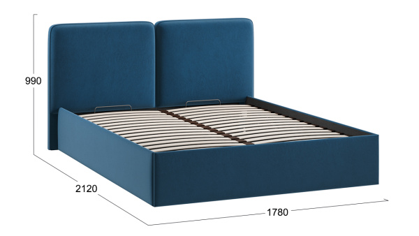 Кровать с ПМ «Токио» (с подъемным механизмом) Микровелюр Wellmart Blue