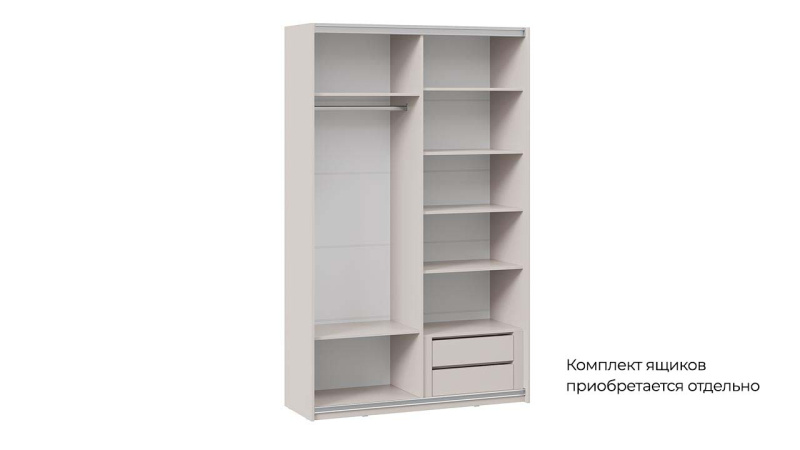 Шкаф-купе с 2 зеркальными дверями «Оскар» Ручка черная, Кашемир