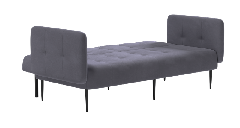 Монако диван-кровать прямой с подлокотниками, трехместный, бархат серый 27