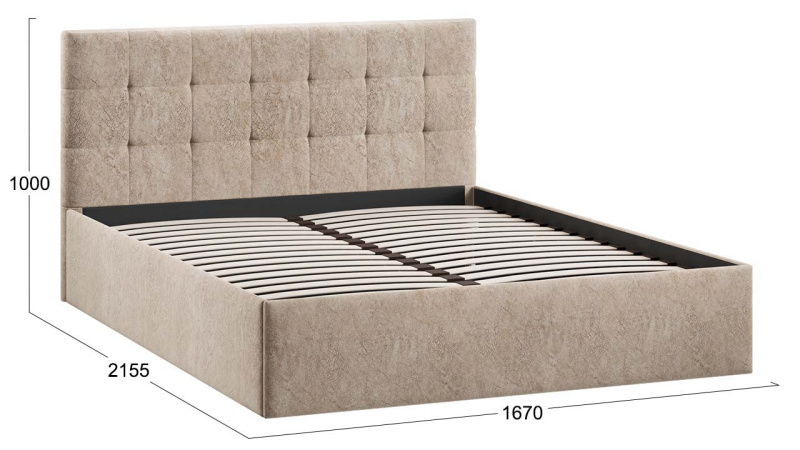 Кровать без ПМ «Джоли» Тип 1 (без подъемного механизма) Микровелюр Wellmart Dark Beige